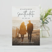 Schwarz Save the Date mit Foto Minimalistisch, Boh (Stehend Vorderseite)