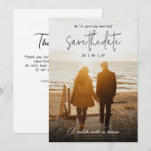 Schwarz Save the Date mit Foto Minimalistisch, Boh (Vorne/Hinten)