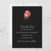 Schwarz Save the Date Rosa Rose Bud (Vorderseite)