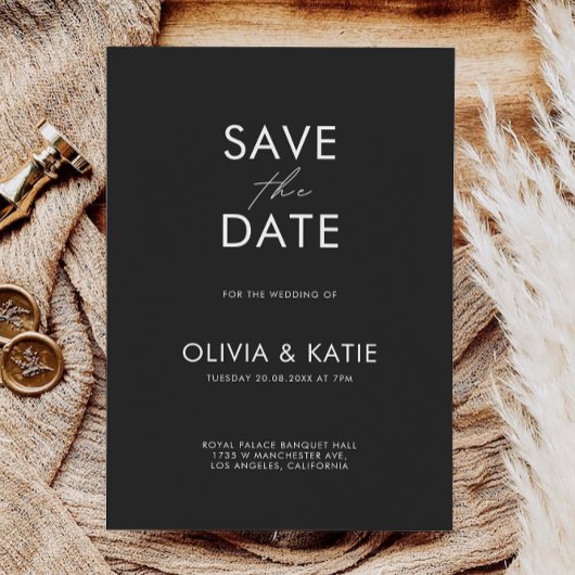 Schwarz-Save the Date-Vorlage Einladung