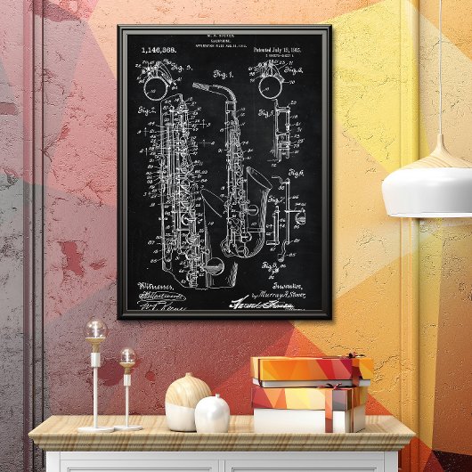 Schwarz | Saxophon - Patent Poster
