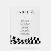 Schwarz-Schachbrettmuster Hochzeitsplankarte Acrylschild (Vorderseite)