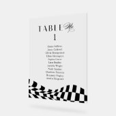 Schwarz-Schachbrettmuster Hochzeitsplankarte Acrylschild (Winkel)