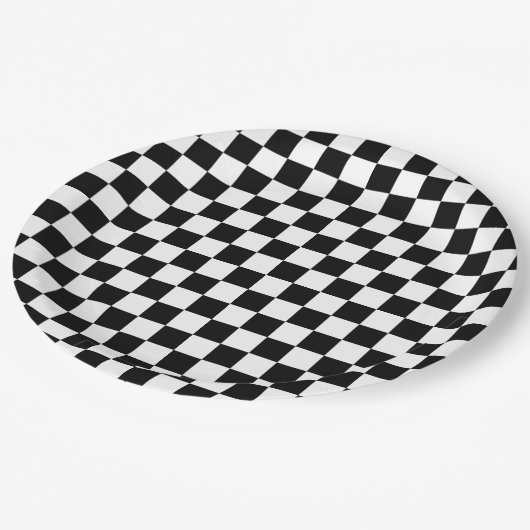 Schwarz-Schachtel-Teller Pappteller (Schrägansicht)