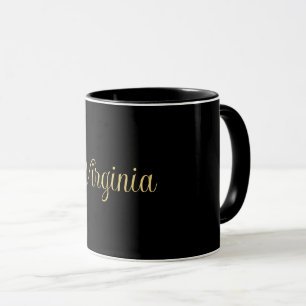 Schwarz, schlicht elegant, goldfarbene Vorlage Tasse