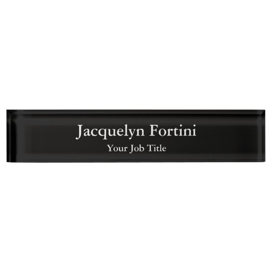 Schwarz Schlicht Elegant Modernes Minimalistisches Namensplakette (Vorderseite)