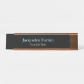 Schwarz Schlicht Elegant Modernes Minimalistisches Schreibtischnamensplakette (Vorderseite )