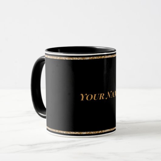 Schwarz, schlicht elegant TEMPLATE Tasse (Vorderseite Links)