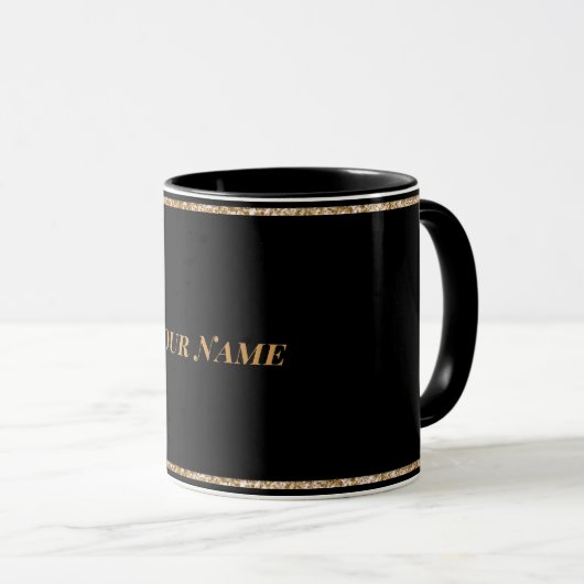 Schwarz, schlicht elegant TEMPLATE Tasse (VorderseiteRechts)
