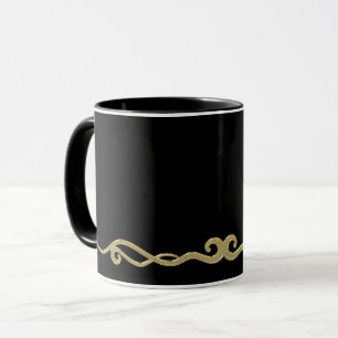 Schwarz, schlicht elegantes Gold geblüht Tasse