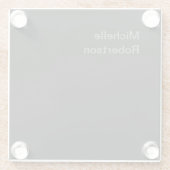 Schwarz Schlichter Minimalistischer Name hinzufüge Glasuntersetzer (Rückseite)