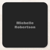 Schwarz Schlichter Minimalistischer Name hinzufüge Rechteckiger Pappuntersetzer (Vorderseite)