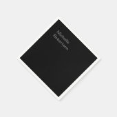 Schwarz Schlichter Minimalistischer Name hinzufüge Serviette (Ecke)