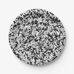 Schwarz-Schwarz-Camouflage-Muster für arktische Sc Pappteller