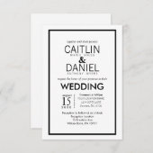 Schwarz-Schwarz-Einfache Grenzhochzeit Einladung (Vorne/Hinten)