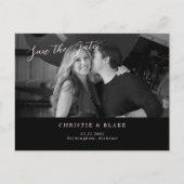 Schwarz/Schwarz-Foto Save the Date Postkarte (Vorderseite)
