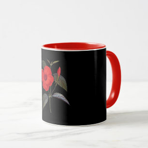 Schwarz-schwarz, leuchtend rote Blume, Tasse