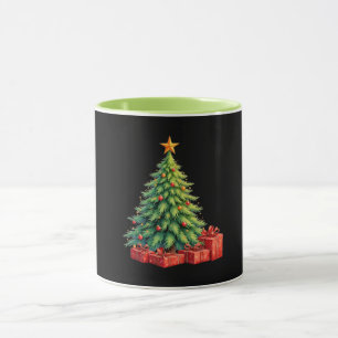 Schwarz-Schwarz mit grünem Weihnachtsbaum, Tasse