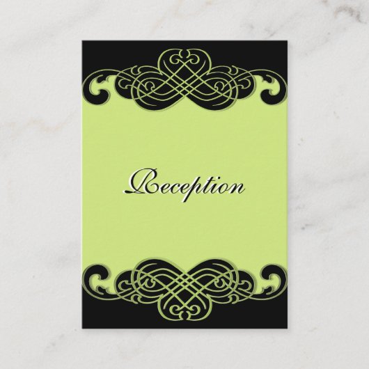 Schwarz/Schwarz/Schwarz-Grün-Scrolls-Empfang Begleitkarte (Vorderseite)
