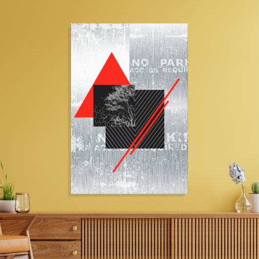 Schwarz, Schwarz und Grau-Streifen Leinwanddruck (Insitu (Wohnzimmer))