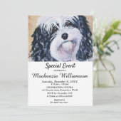 SCHWARZ-SCHWARZ UND WEISS-PUPPY WÜNSCHT GLÜCKLICH  EINLADUNG (Stehend Vorderseite)