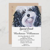 SCHWARZ-SCHWARZ UND WEISS-PUPPY WÜNSCHT GLÜCKLICH  EINLADUNG (Vorne/Hinten)