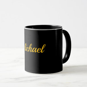 Schwarz-Schwarz-Vorlage, Goldtext, Tasse