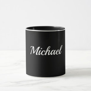 Schwarz-Schwarz-Vorlage, weißes Skript, Tasse