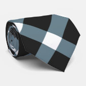 Schwarz, Schwarz, Weiß, Gingham-Muster Krawatte (Gerollt)