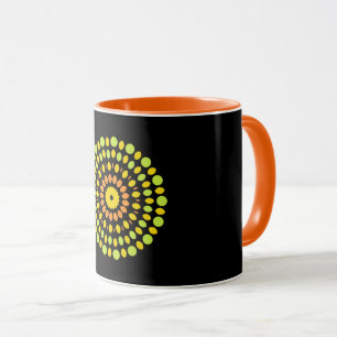 Schwarz-schwarzes, hellorange-gelbes Design, Tasse