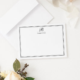 Schwarz-Script-Hochzeitkarten für Monogram-Station Mitteilungskarte