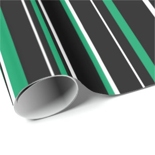 Schwarz, Shamrock-Grün und Weiß gestreift Geschenkpapier