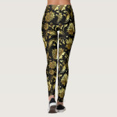 Schwarz-Shiny-Gold-Damaskus-Muster Leggings (Rückseite)