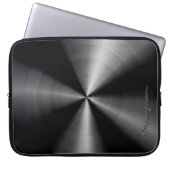 Schwarz-Shiny-Metallic-Edelstahl-Look Laptopschutzhülle (Vorderseite)
