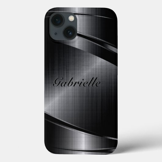 Schwarz Shiny Metallic Print Design Case-Mate iPhone Hülle (Rückseite)