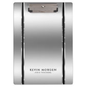 Schwarz-Shiny-Metallische Silbergraue Streifen Klemmbrett (Vorderseite)