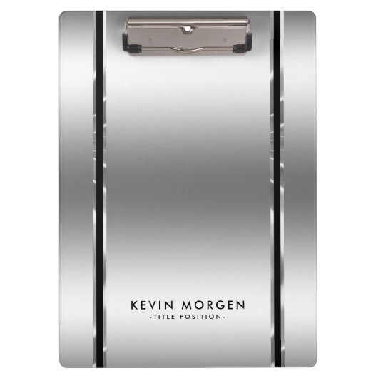 Schwarz-Shiny-Metallische Silbergraue Streifen Klemmbrett (Vorderseite)