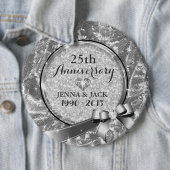 Schwarz & Silber 25. Hochzeitstag - Ornament 4 Button (Beispiel)