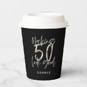 Schwarz Silber 50. Geburtstag modern elegant Pappbecher (Rückseite)