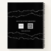 Schwarz-Silber-Agarve-Marmor-Namensskript Notizblock (Rückseite)