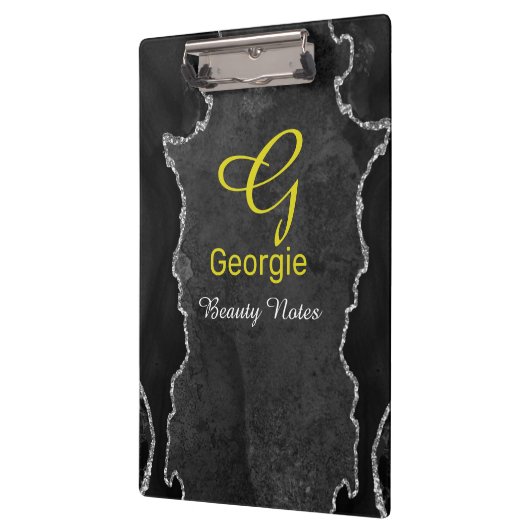 Schwarz-Silber-Agate-Zwischenablage Klemmbrett (Links)