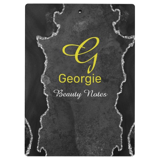 Schwarz-Silber-Agate-Zwischenablage Klemmbrett (Rückseite)