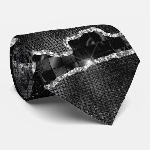 Schwarz-Silber-Age-Glitzer Marmor elegant aussehen Krawatte