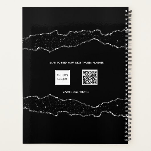 Schwarz-Silber-Apache-Marmorname-Skript 2026 Planer (Rückseite)