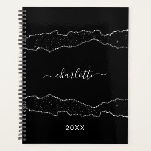 Schwarz-Silber-Apache-Marmorname-Skript 2026 Planer (Vorderseite)