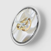 Schwarz & Silber auf Elfenbeinseide - Geschenkuhr Runde Wanduhr (Winkel)