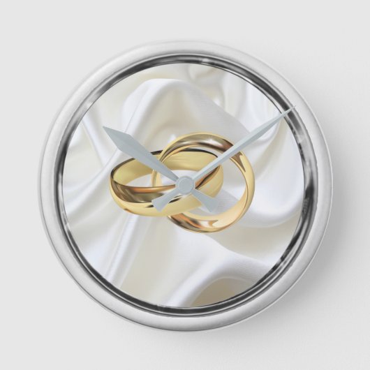 Schwarz & Silber auf Elfenbeinseide - Geschenkuhr Runde Wanduhr (Vorderseite)