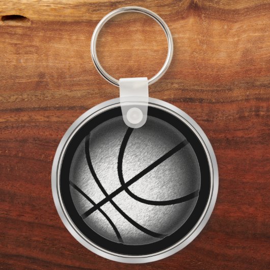 Schwarz-Silber-Basketball-Schlüsselanhänger Schlüsselanhänger (Vorderseite)