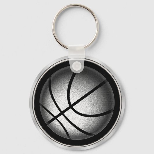 Schwarz-Silber-Basketball-Schlüsselanhänger Schlüsselanhänger (Rückseite)