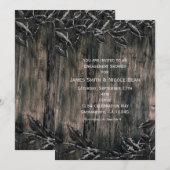 Schwarz & Silber Blätter Dunkle Elegance Einladung (Vorne/Hinten)